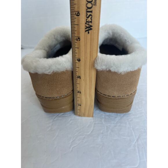 NWT Dansko Professional Tan Suede Cream Shearling Clog Comfort Slip On Shoes 7 - Picture 8 of 12
